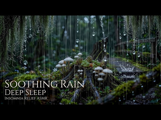 Fall Asleep Fast with Heavy Rain in a Dark Mushroom Forest 🍄 Insomnia Relief