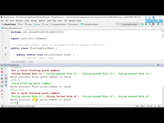 Floating point validator Java Program