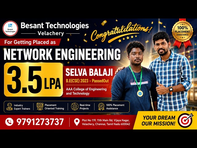 🔥3.5 LPA Network Engineer Success Story | Selva Balaji Placement | From CSE to IT 🚀 Besant Velachery