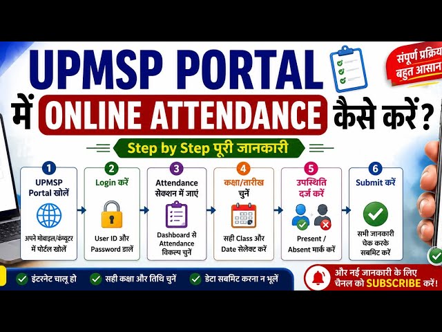 UPMSP PORTAL ME ONLINE ATTENDANCE KAISE KARE। EDUCATION#education #viral 