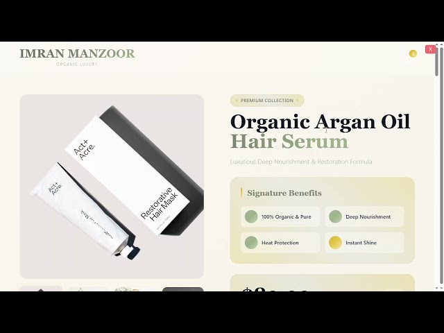 Organic Oil Product Landing Page Using HTML CSS JavaScript | Responsive Ecommerce Website Design