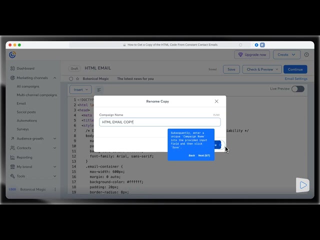 How to Get a Copy of the HTML Code from Constant Contact Emails (Step-by-Step)