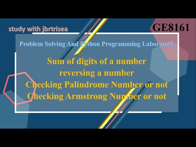 SUM OF DIGITS, REVERSE, PALINDROME, ARMSTRONG / Explained in Tamil and English