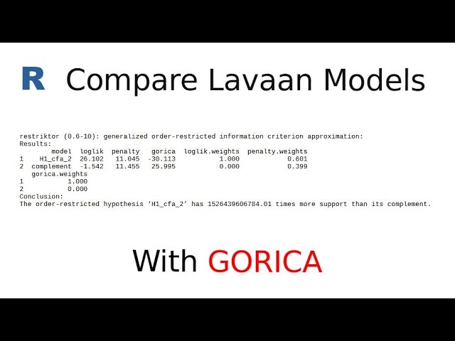 R/lavaan: Comparing Models With GORICA (CFA, SEM, Path Analysis)