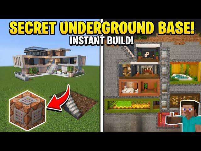 How to Build an INSTANT Secret Underground Base in Minecraft Using Command Block 