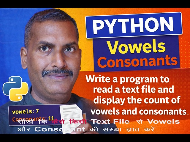 Python Program to Count Vowels and Consonants in Text File | Class 12 Computer Science in Hindi