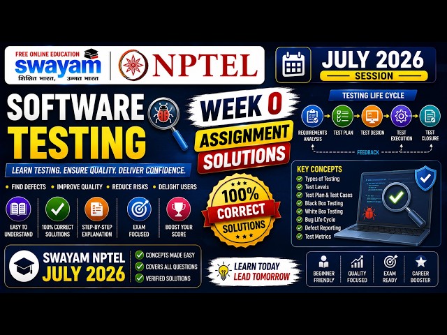 Software Testing Week 0 Assignment Answers 2026 | NPTEL July 2026 | 100% Correct Solutions