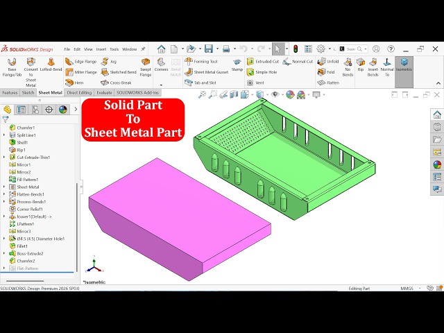 Convert Solid Part to Sheet Metal Part in SolidWorks