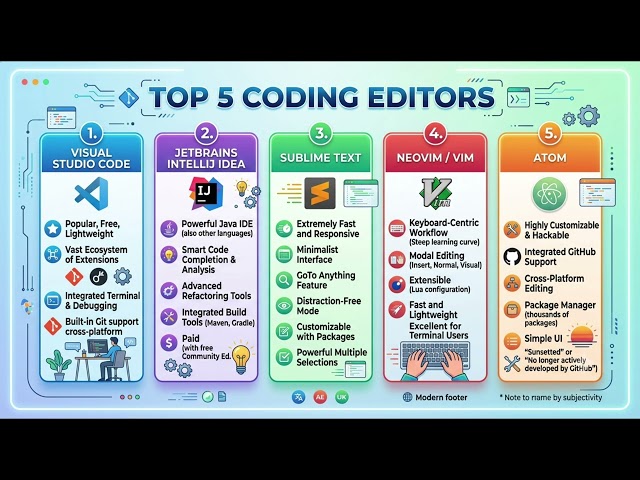 Top 5 Coding Editors in 2026 🚀📚