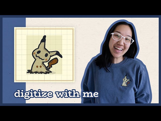 Start to Finish EMBROIDERY DIGITIZE TUTORIAL | Pokemon Mimikyu