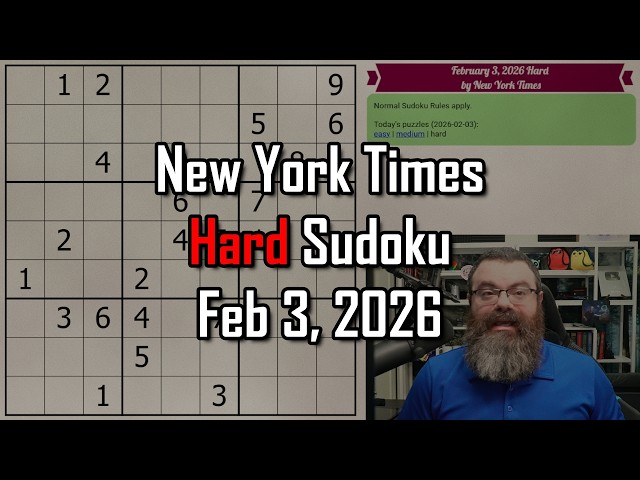 NYT Hard Sudoku Walkthrough | Feb 3, 2026