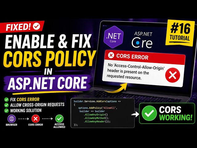 asp.net core | Fix CORS Error in ASP.NET Core - No Access-Control-Allow-Origin