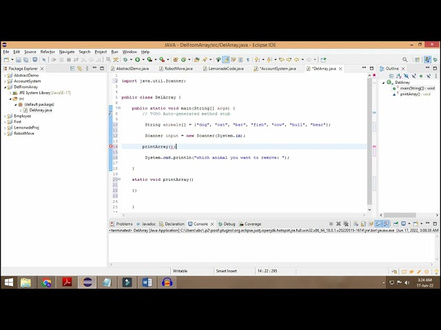 JAVA - Remove an Element from an Array | Beginner level | Logic and code explained