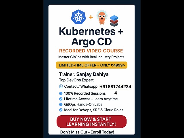📦 Kubernetes + Argo CD Course (100% Recorded) | ₹4999 Only | Join Now |Sanjay Dahiya | buy now #buy