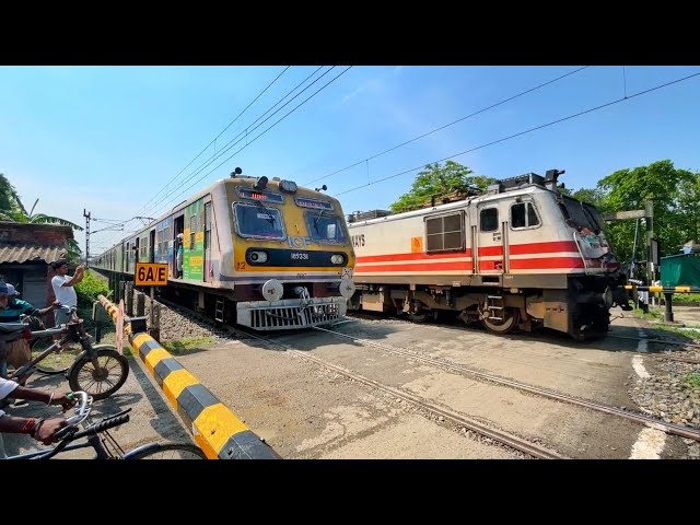 🔥Crazy Train Spotting at Level Crossing & Railway Station | Howrah - Katwa Line Trains