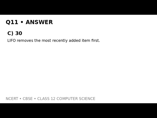 NCERT Class 12 Chapter 3 Stack | 30 Important MCQs | CBSE | Python |