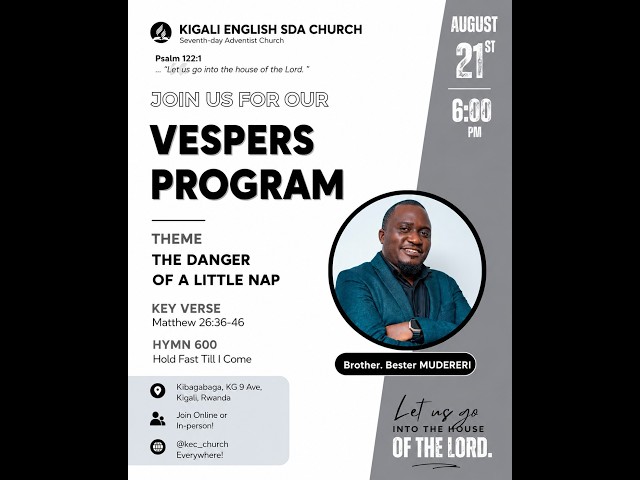 VESPERS PROGRAM  21ST AUGUST 2026