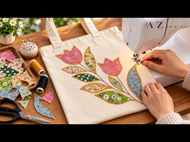 Cut Fabric Scraps into Flowers & Leaves and Sew This Stunning Floral Appliqué Tote!