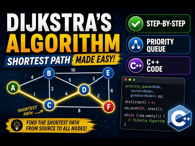 Dijkstra's Algorithm Explained | Shortest Path Algorithm + C++ Implementation | Algorithms #8
