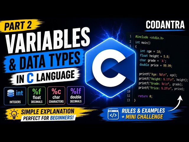 C Variables & Data Types Explained Simply | Part 2 🚀