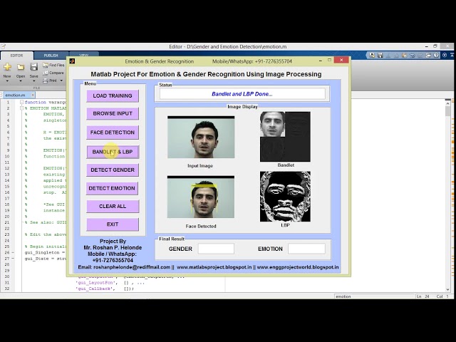 Face Emotion and Gender Recognition Using Image Processing Matlab Project Source Code IEEE Project