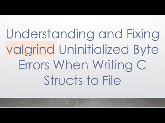 Understanding and Fixing valgrind Uninitialized Byte Errors When Writing C Structs to File