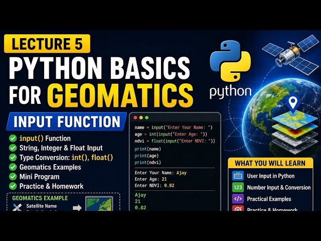 Python Input Function Explained | Lecture 5 | AI | Geomatics Engineering| Geoinformatics | GIS 