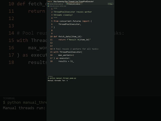 Stop Creating Raw Threads in Python: Use ThreadPoolExecutor #python #webdevelopment #code