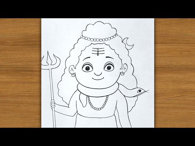 Lord Shiva Drawing Easy Step By Step / How To Draw Bholenath / Mahadev Drawing