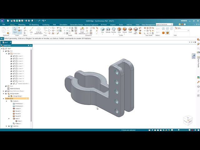 Designcenter Solid Edge Tutorial: How to design a part using synchronous technology