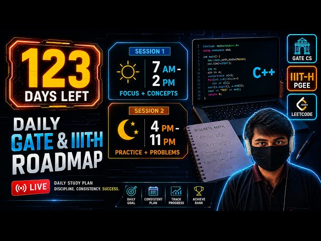 7 AM to 11 PM Live Grind Session 1 | 123 Days to Top 7 IITs & IIITH PGEE