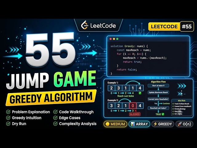 🔥 LeetCode 55 - Jump Game | Medium DSA Problem