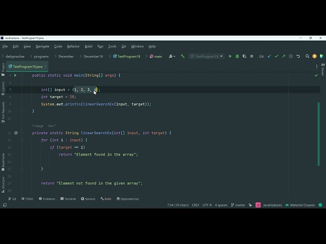 Java Linear Search (Find element in an Arrray)