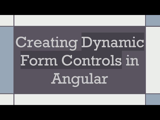 Creating Dynamic Form Controls in Angular