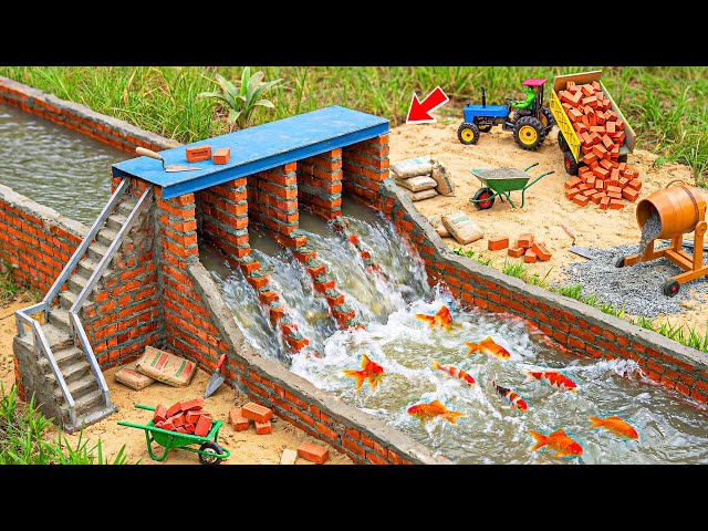 DIY Mini Tractor Builds Strong Brick & Concrete Bridge Across the River for Power Plant Project