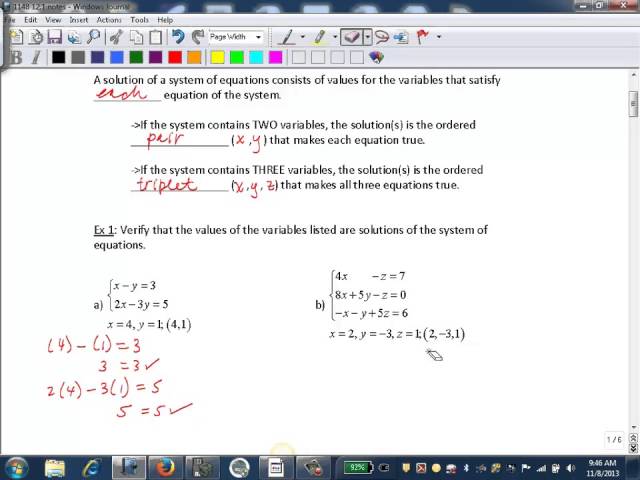 Solving Systems of Linear Equations   Intro and Ex 1
