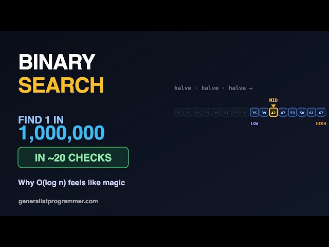 Binary Search, Visually (Why O(log n) Is Magic)