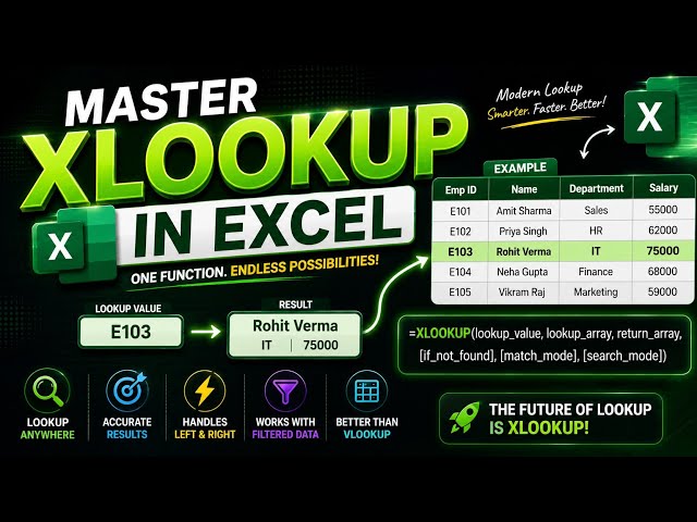 XLOOKUP in Excel Full Tutorial in Hindi 🔥 | Complete Beginner to Advanced