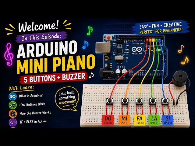 Ep.7 _ Build Your First Mini Piano! 🎹#Arduino #ArduinoForBeginners #ArduinoProjects #electricpiano 