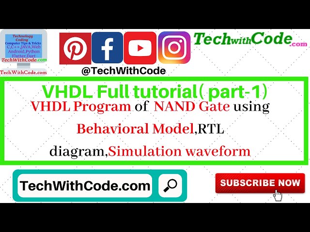 VHDL Tutorial of NAND Gate using Behavioral Model,RTL diagram,Simulation waveform|TechWithCode.com