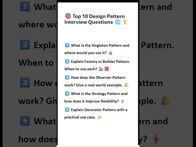 Top 10 Design Pattern Interview Questions