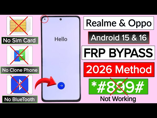 Realme & Oppo Android 15,16 Frp Bypass Google Account Unlock ✅ Code Not Working ❌ 2026 Method