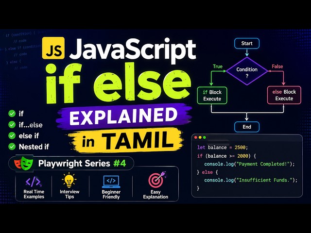 JavaScript if else in Tamil | if, else if, Nested if Explained | JS Series #5 |