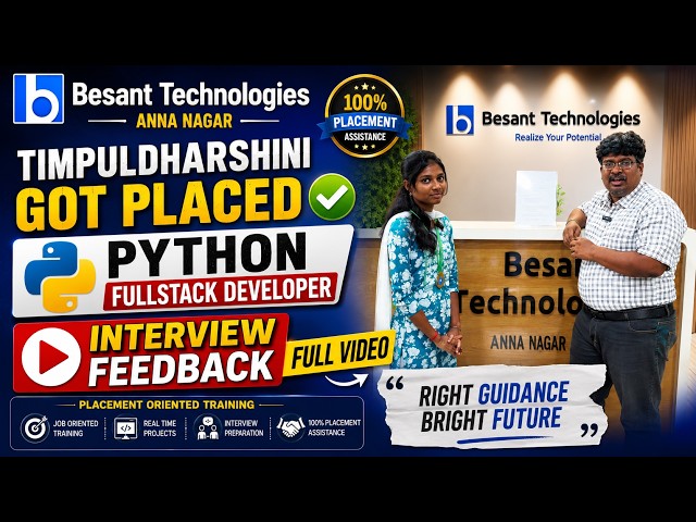 Python Fullstack Developer Placement Success Story | Timpuldharshini | Fullstack Training In Chennai