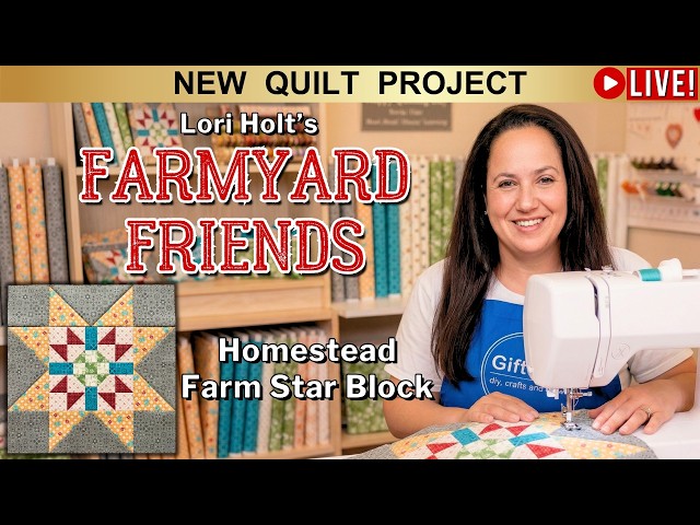 Stitching Farmyard Friends Quilt by Lori Holt | Homestead Star Block Sewing Quilting Sew Along