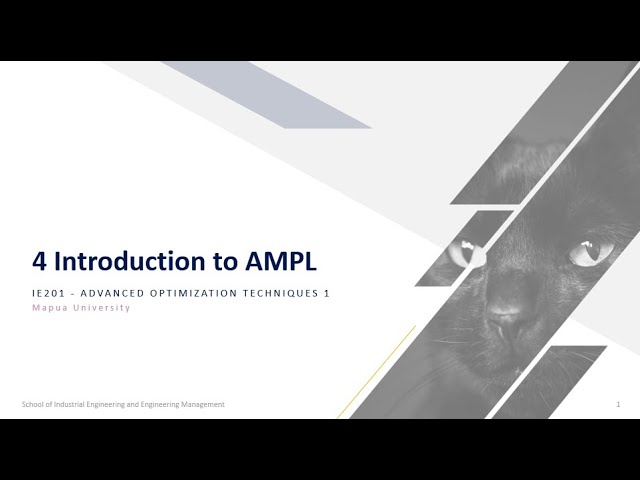 W4 - Advanced Optimization Technique 1 -  Mathematical Programming   AMPL