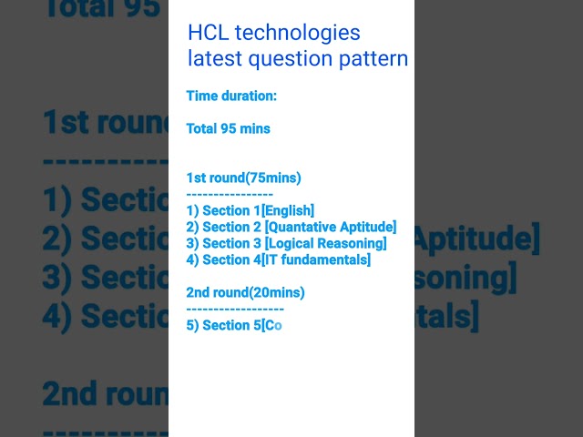 HCL Tech latest question pattern #hcltechlatestexampattern2023