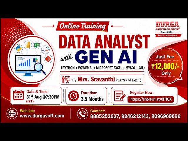 DATA ANALYST with GEN AI Online Training @ DURGASOFT