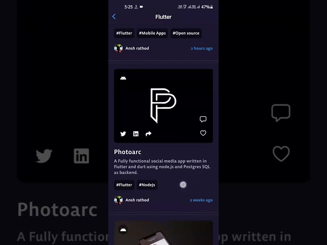 Projectfolio - make, share and grow | Flutter application | demo | node.js | Postgres SQL