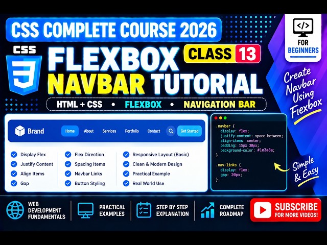 CSS Flexbox Navbar Tutorial | Create a Responsive Navigation Bar | Urdu/Hindi
